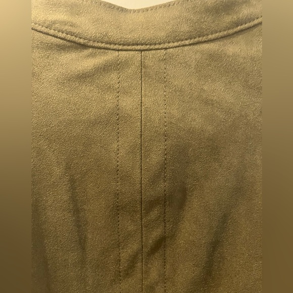 Limited Olive Green Women's Faux Suede Open Duster Jacket Plus Size 18 - Picture 3 of 7